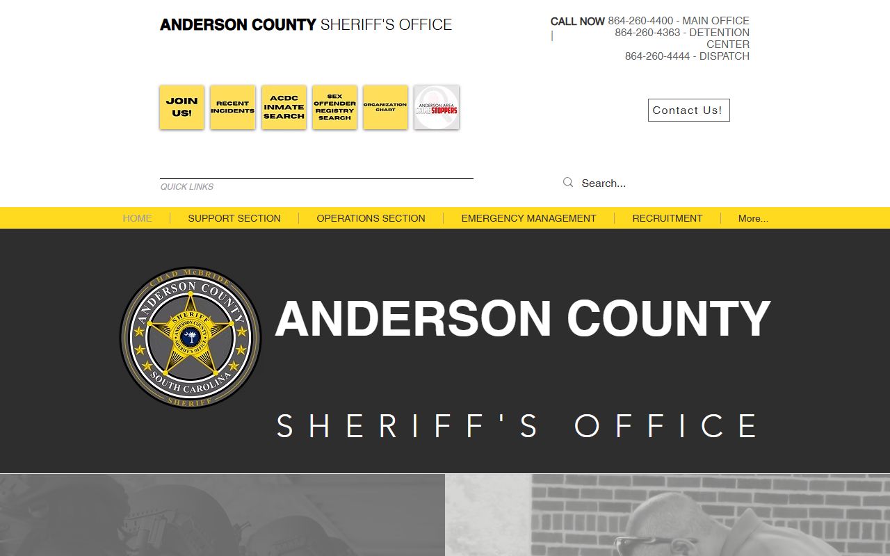 Anderson County Sheriff's Office website for Anderson County busted mugshots