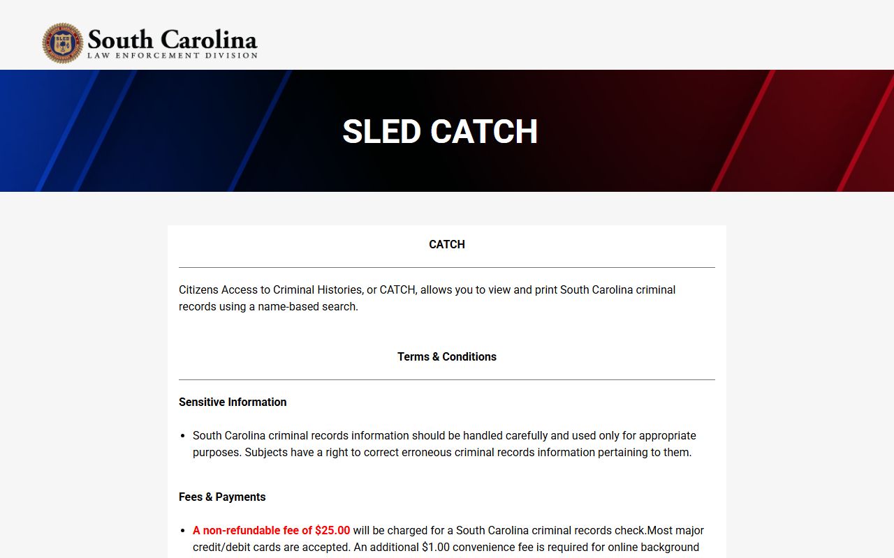 SLED CATCH background check system for South Carolina busted mugshots